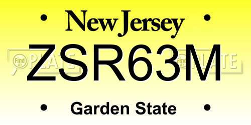 ZSR63M New Jersey License Plate