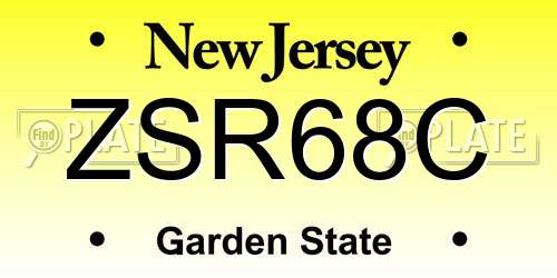 ZSR68C New Jersey License Plate