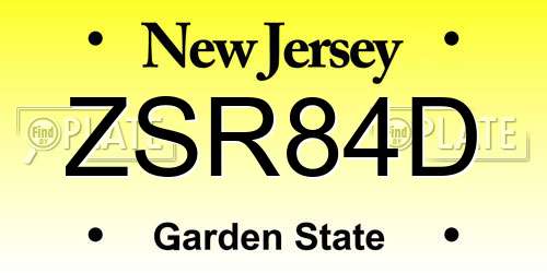 ZSR84D New Jersey License Plate