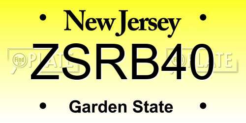 ZSRB40 New Jersey License Plate