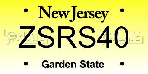 ZSRS40 New Jersey License Plate