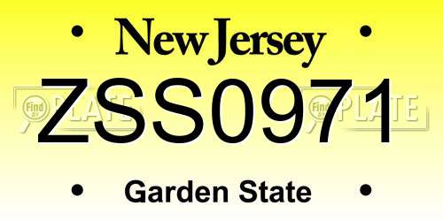 ZSS0971 New Jersey License Plate