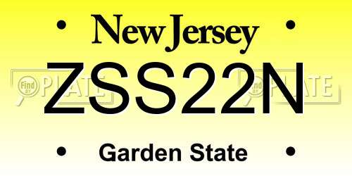 ZSS22N New Jersey License Plate