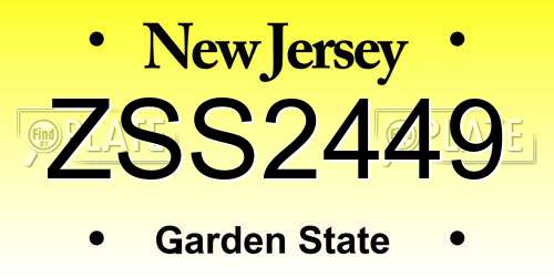 ZSS2449 New Jersey License Plate