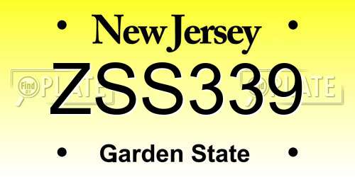 ZSS339 New Jersey License Plate