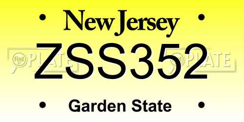 ZSS352 New Jersey License Plate