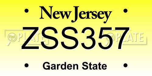 ZSS357 New Jersey License Plate
