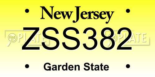 ZSS382 New Jersey License Plate
