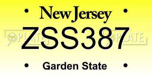 ZSS387 New Jersey License Plate