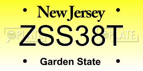 ZSS38T New Jersey License Plate
