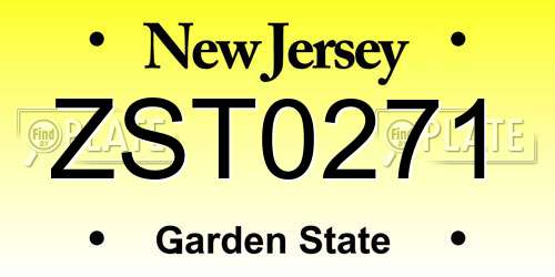 ZST0271 New Jersey License Plate
