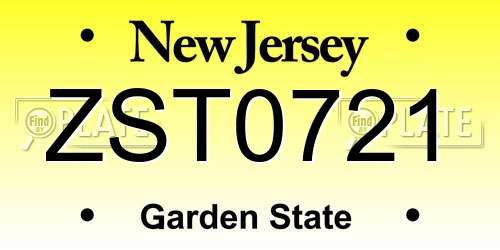 ZST0721 New Jersey License Plate