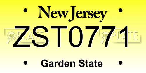 ZST0771 New Jersey License Plate