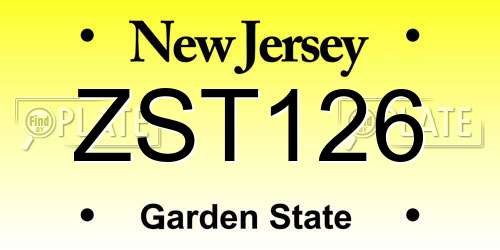 ZST126 New Jersey License Plate