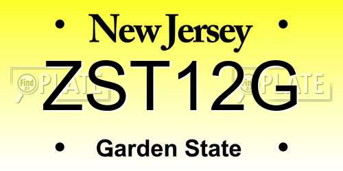 ZST12G New Jersey License Plate