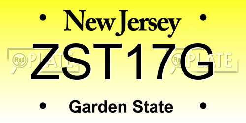 ZST17G New Jersey License Plate