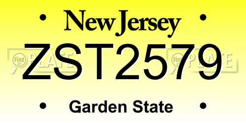 ZST2579 New Jersey License Plate