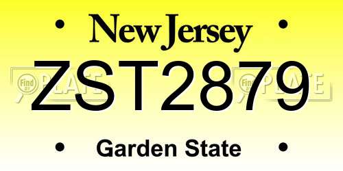 ZST2879 New Jersey License Plate