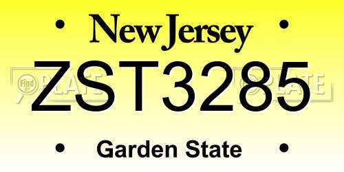 ZST3285 New Jersey License Plate