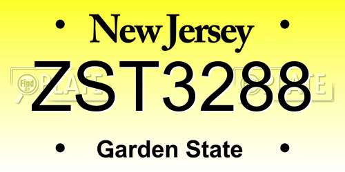 ZST3288 New Jersey License Plate