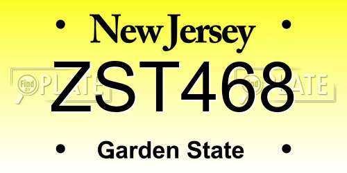 ZST468 New Jersey License Plate
