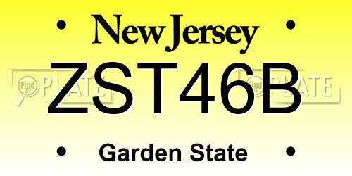 ZST46B New Jersey License Plate