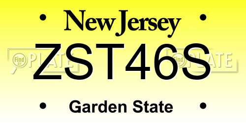 ZST46S New Jersey License Plate