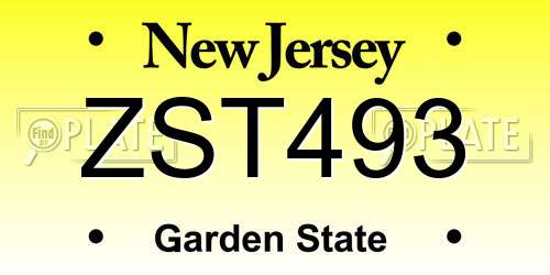ZST493 New Jersey License Plate