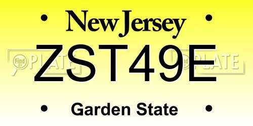 ZST49E New Jersey License Plate