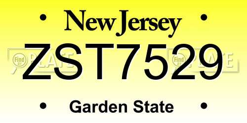 ZST7529 New Jersey License Plate