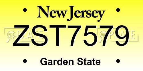 ZST7579 New Jersey License Plate