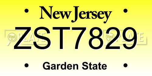 ZST7829 New Jersey License Plate