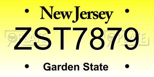 ZST7879 New Jersey License Plate