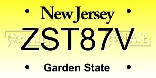 ZST87V New Jersey License Plate