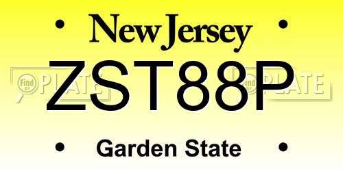 ZST88P New Jersey License Plate