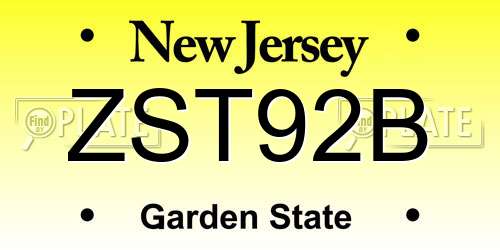 ZST92B New Jersey License Plate