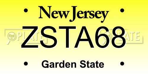 ZSTA68 New Jersey License Plate