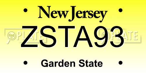 ZSTA93 New Jersey License Plate