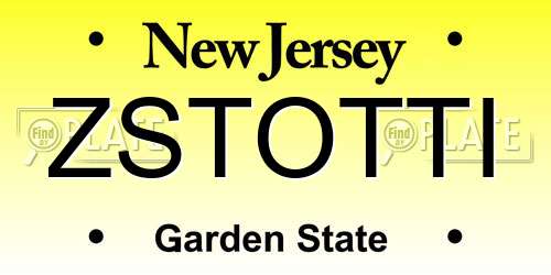 ZSTOTTI New Jersey License Plate