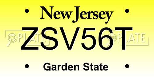 ZSV56T New Jersey License Plate