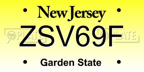 ZSV69F New Jersey License Plate