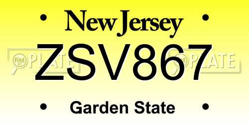 ZSV867 New Jersey License Plate