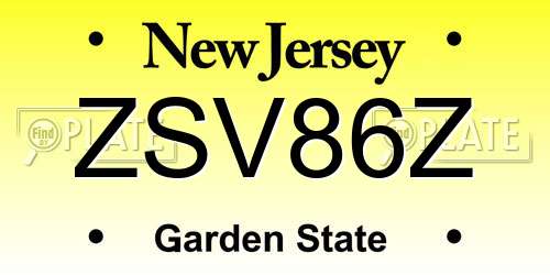 ZSV86Z New Jersey License Plate