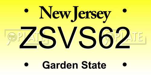 ZSVS62 New Jersey License Plate