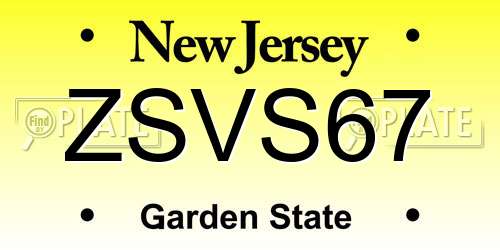 ZSVS67 New Jersey License Plate