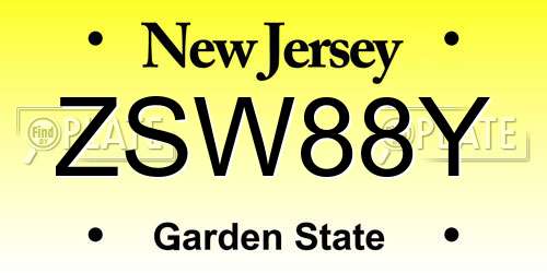 ZSW88Y New Jersey License Plate