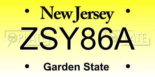 ZSY86A New Jersey License Plate
