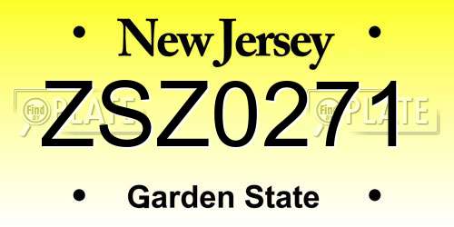 ZSZ0271 New Jersey License Plate