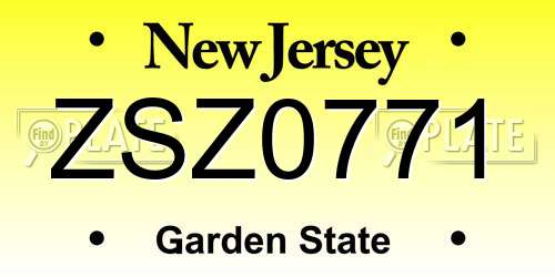 ZSZ0771 New Jersey License Plate
