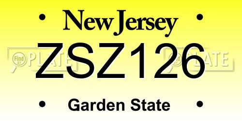 ZSZ126 New Jersey License Plate